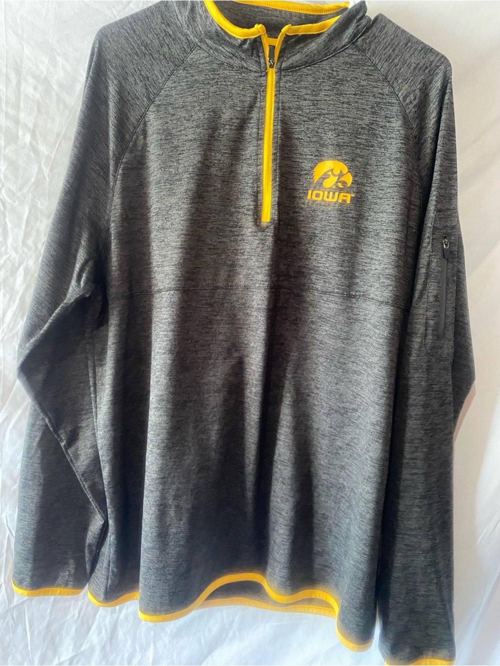 Colosseum Men's Charcoal Heather Zip-Up with Yellow Trim and Iowa Logo
